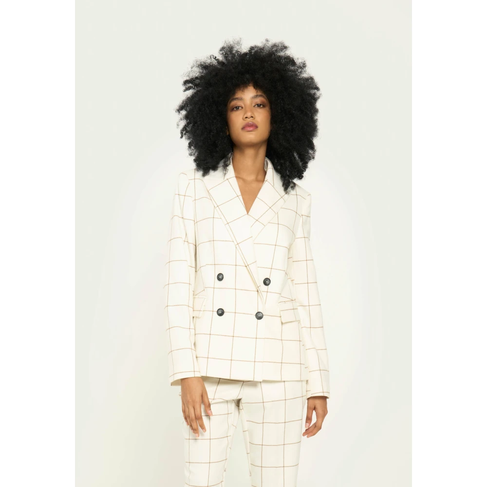 Vicario Cinque Geruite double-breasted blazer White Dames
