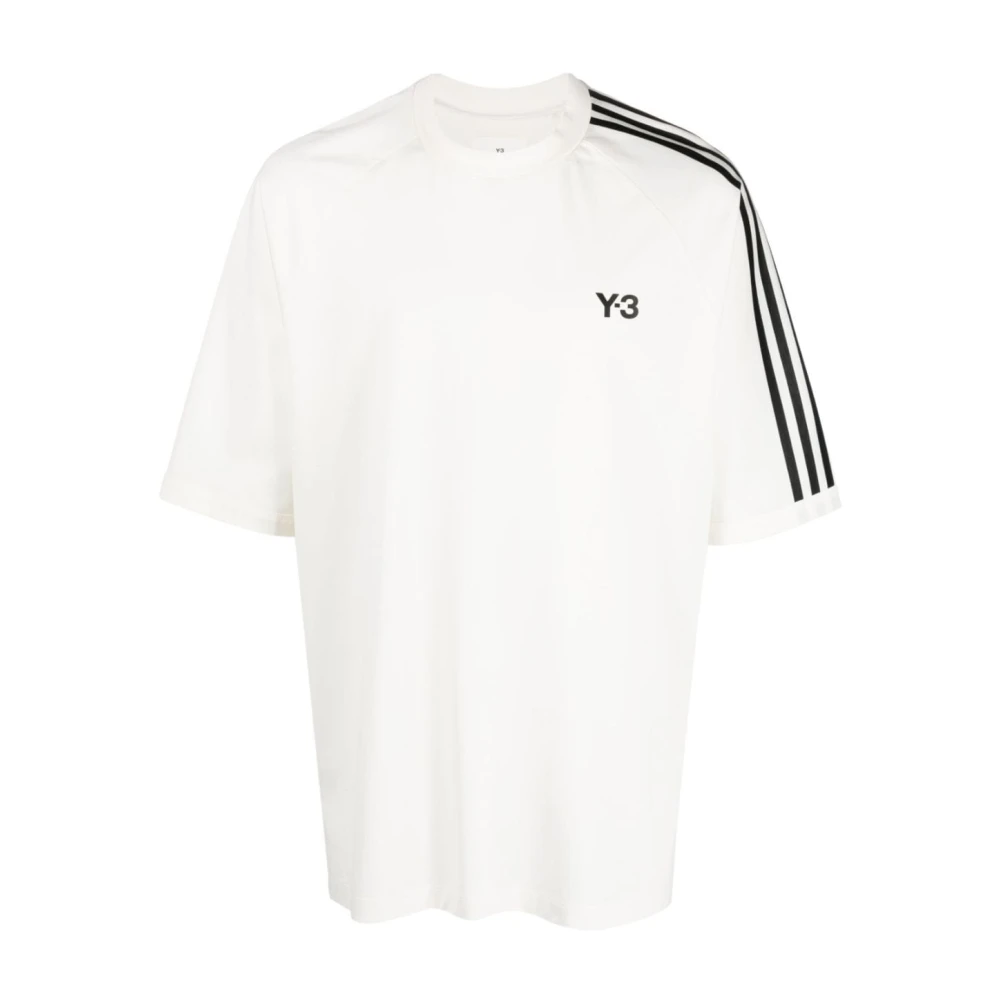 Y-3 Logo-print T-shirt med sidostripedetaljer White, Herr