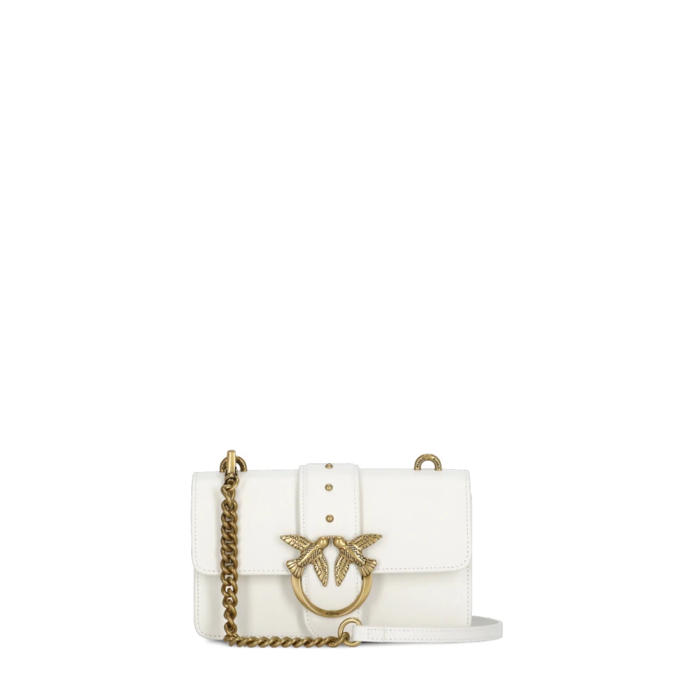 Pinko Women's White Smooth Leather Shoulder Bag