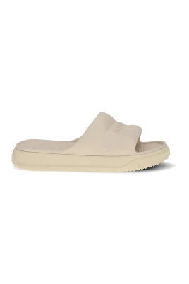 Embossed Logo Open Toe Slip-On