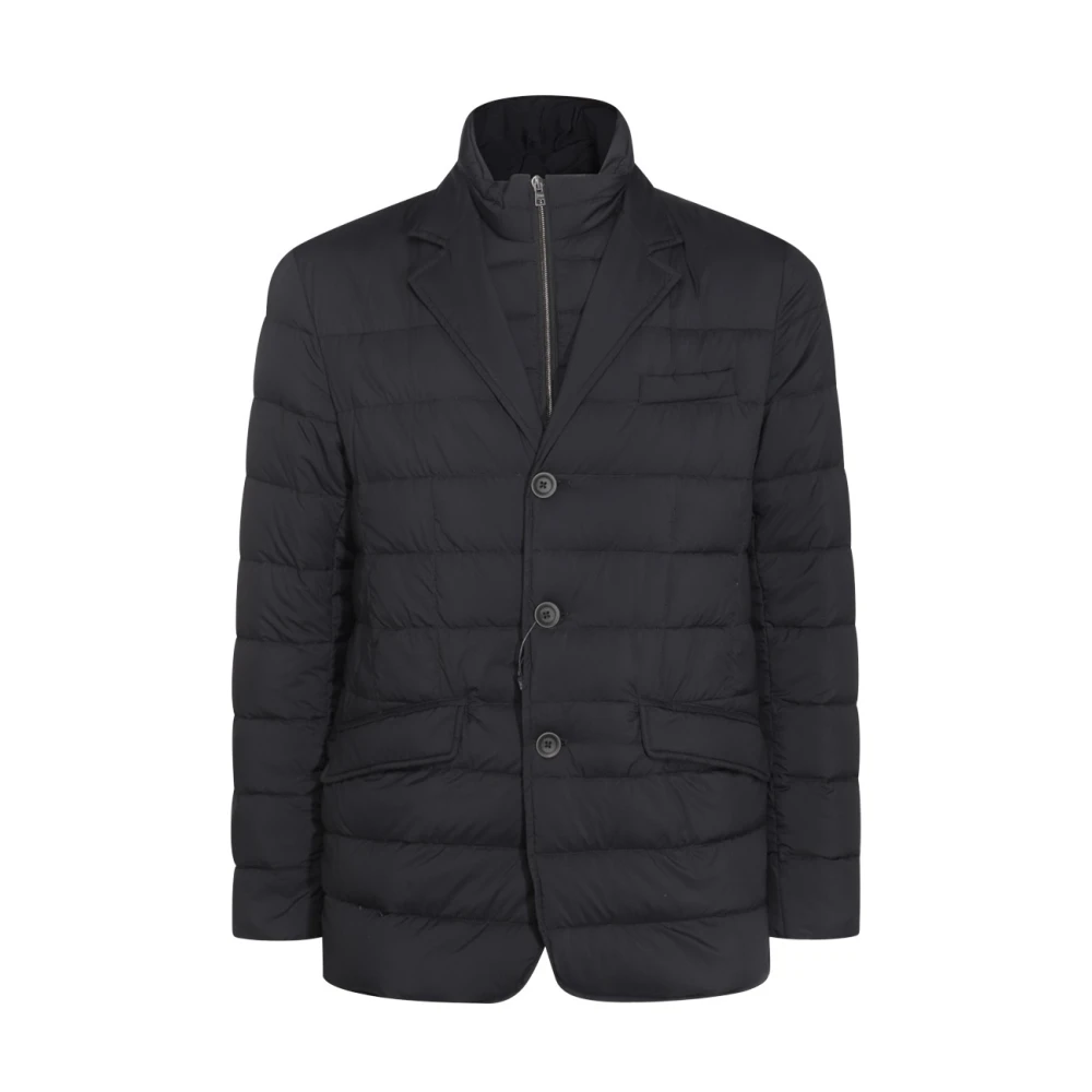 Herno Zwarte Winterjas met Afneembare Windbreaker Black Heren