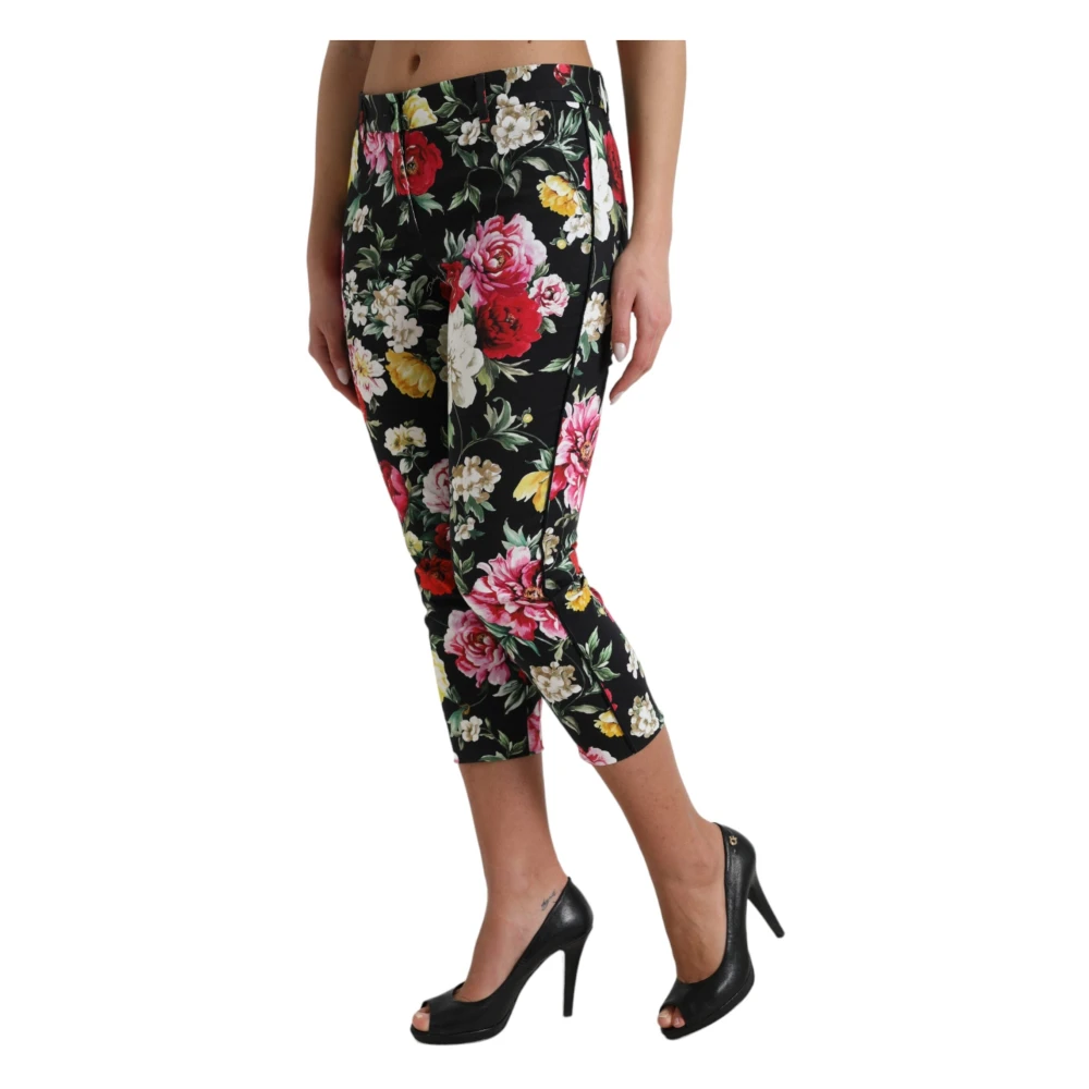 Dolce & Gabbana Elegante Bloemen Cropped Broek Multicolor Dames