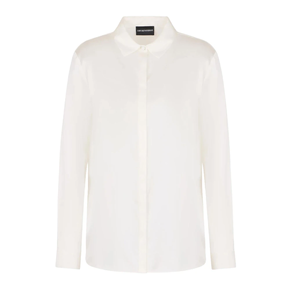 Emporio Armani Zijden Klassieke Kraag Shirt Wit White Dames