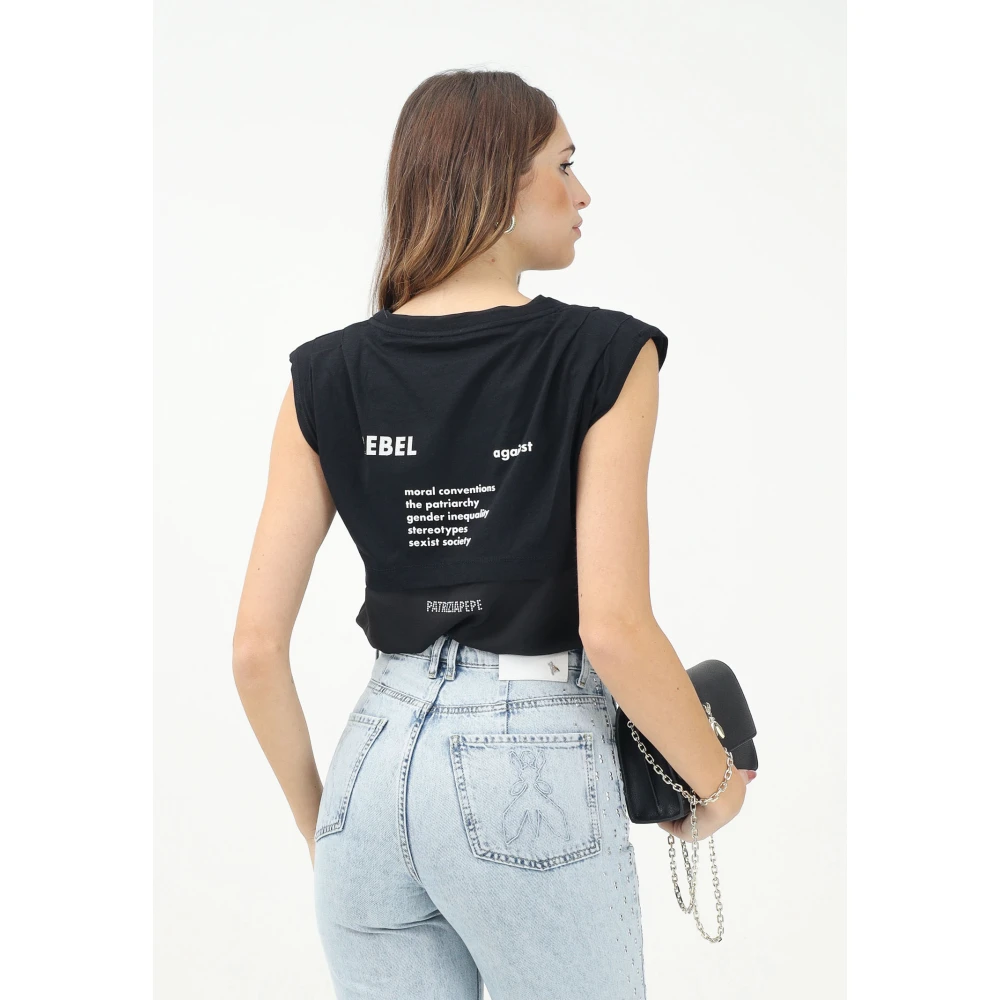 PATRIZIA PEPE Rebel tegen genderongelijkheid T-shirt Black Dames