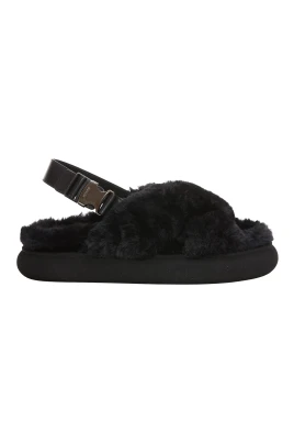 Solarisse Faux-Fur Flat Sandals
