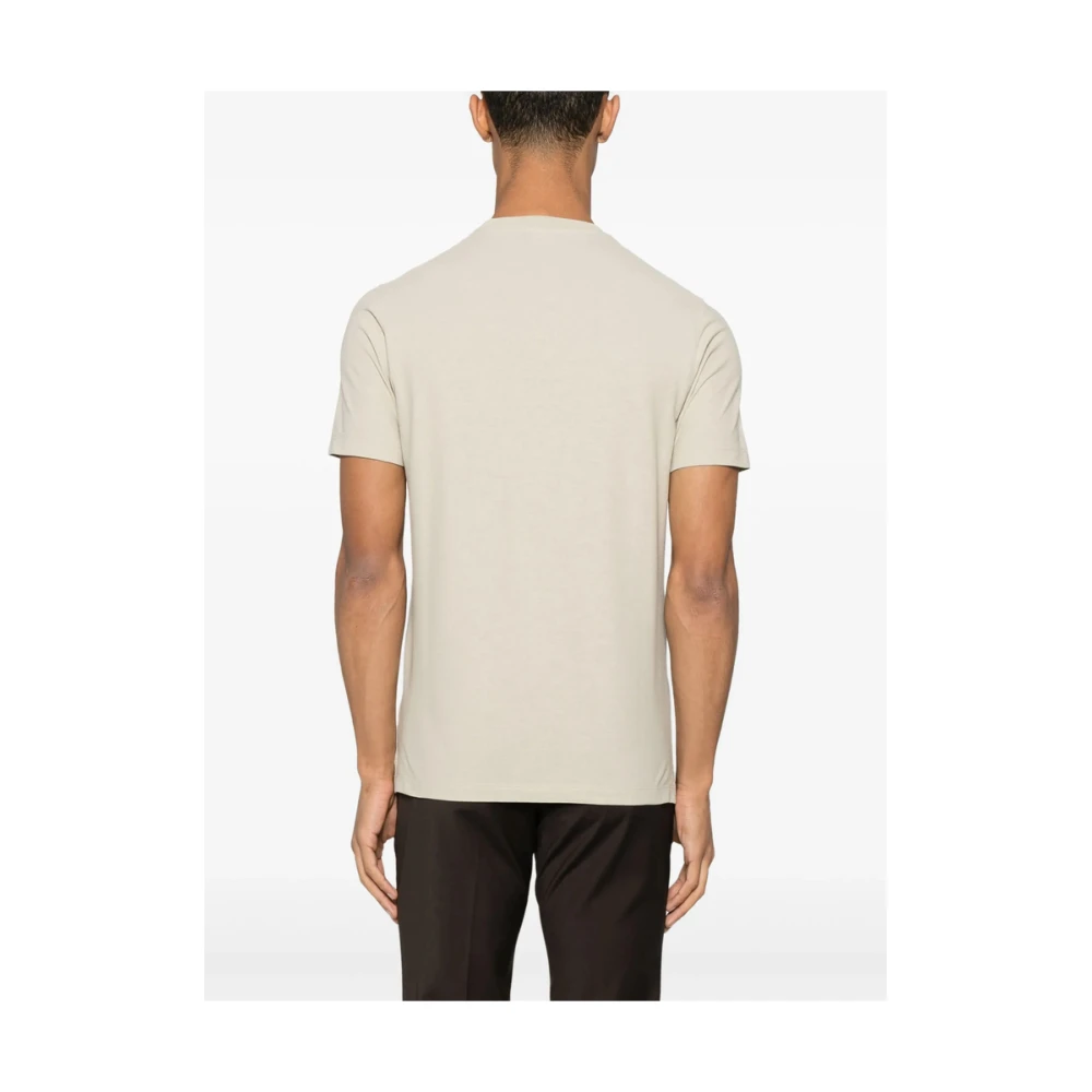 Zanone Beige Crew Neck Korte Mouw T-shirt Beige Heren