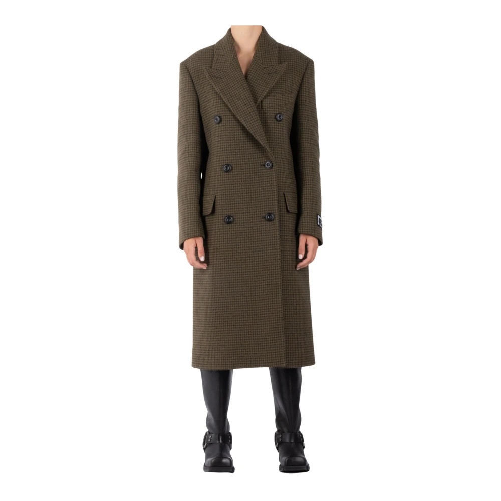 Acne Studios Khaki Wollen Jas Green Dames