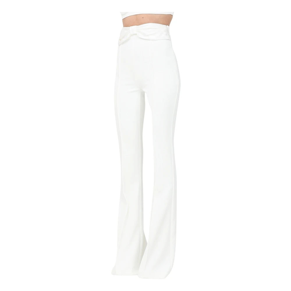 Elisabetta Franchi Ivoor Elegant High-Waisted Palazzo Broek White Dames