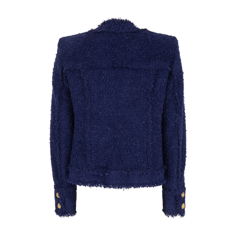 Balmain Tweedjasje zonder kraag 2 zakken Blue Dames