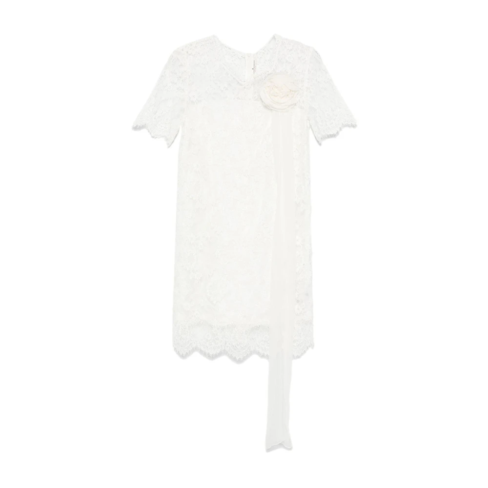 Ermanno Scervino Elegante Zwarte Jurk met Kantdetail White Dames