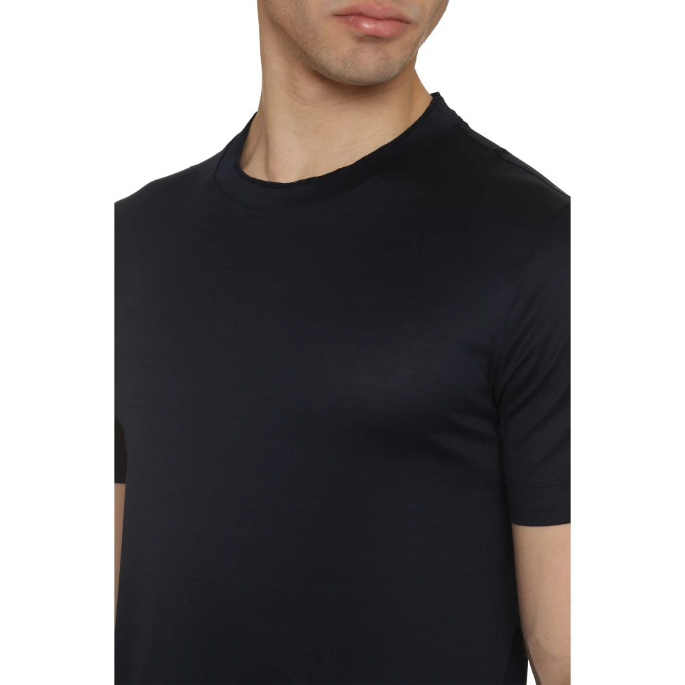 Canali Geribbelde Katoenen Crew-Neck T-shirt Green Heren