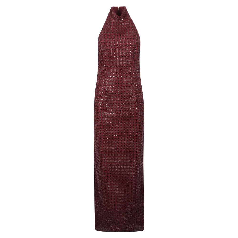 Rotate Women's Burgundy Beaded Maxi Dress - Image 4