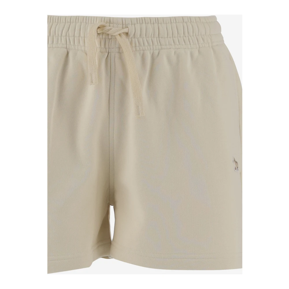 Maison Kitsuné Katoenen Elastische Taille Shorts Ivoor Beige Dames