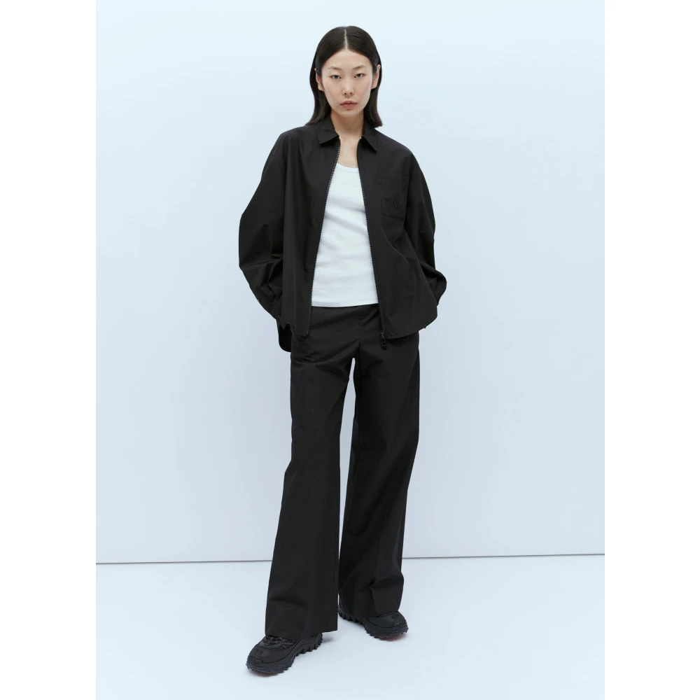 Moncler Katoenen Wide Leg Track Pants Logo Black Heren