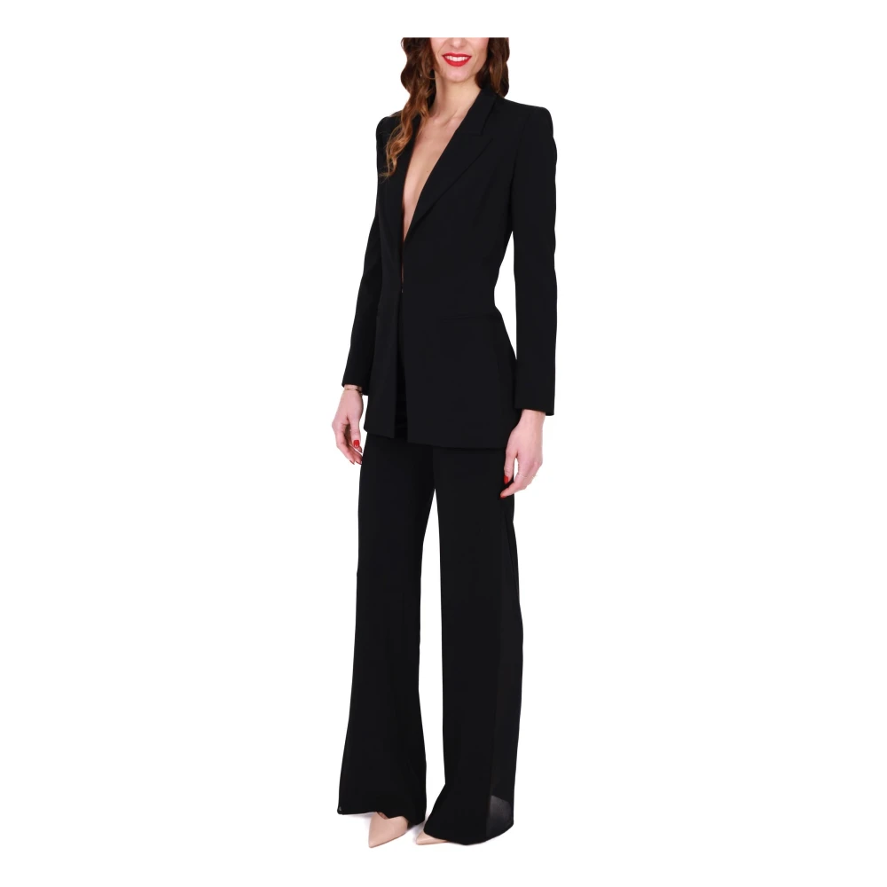 Elisabetta Franchi Elegante lange jas en palazzo broek Black Dames
