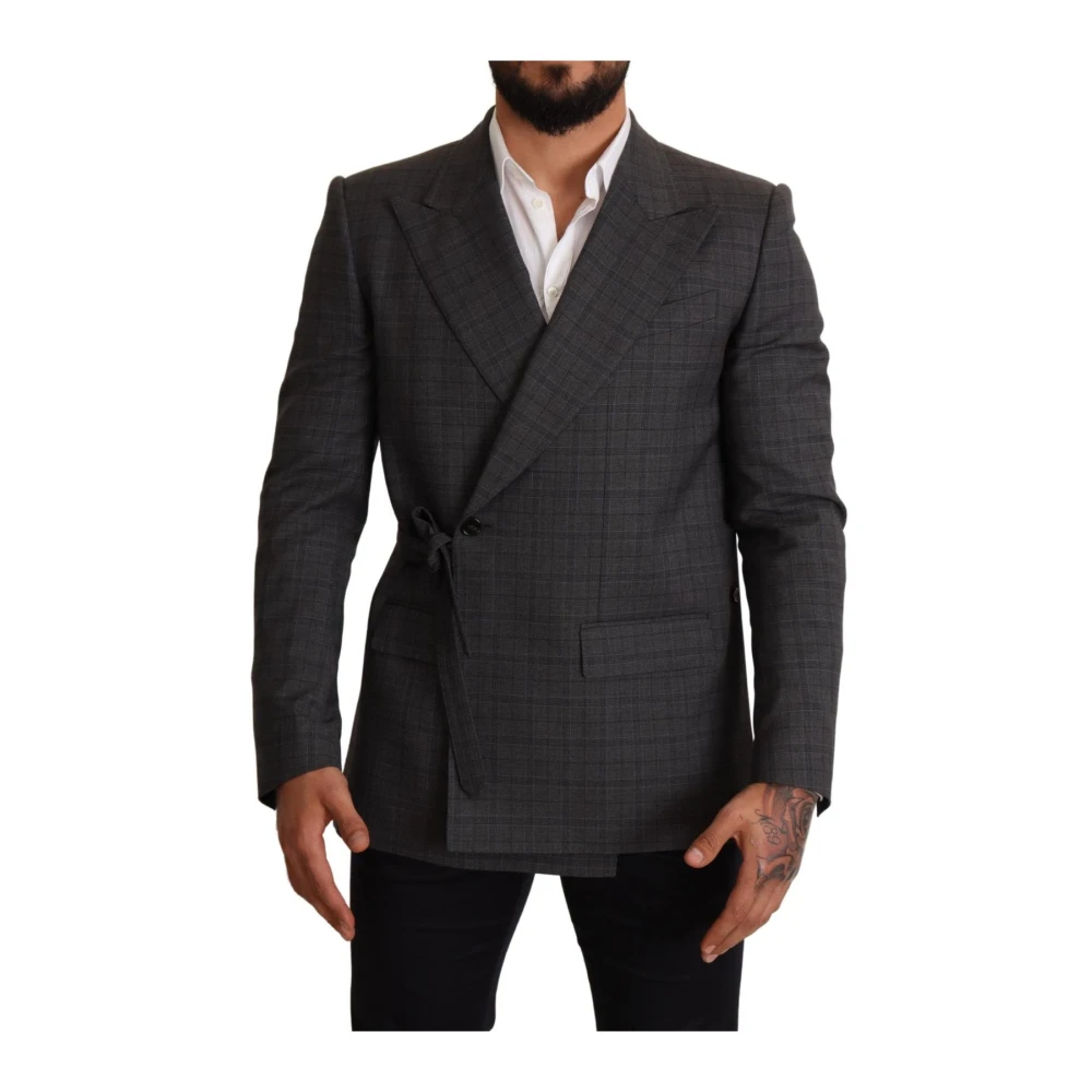 Dolce & Gabbana Men's Gray Check Blazer Jacket