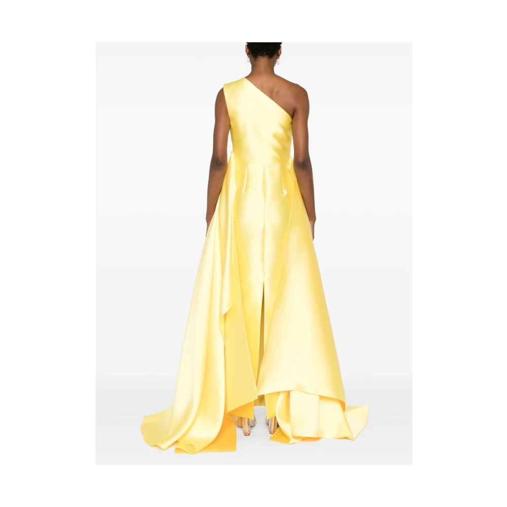 Solace London Gele Satijnen One-Shoulder Jurk Yellow Dames