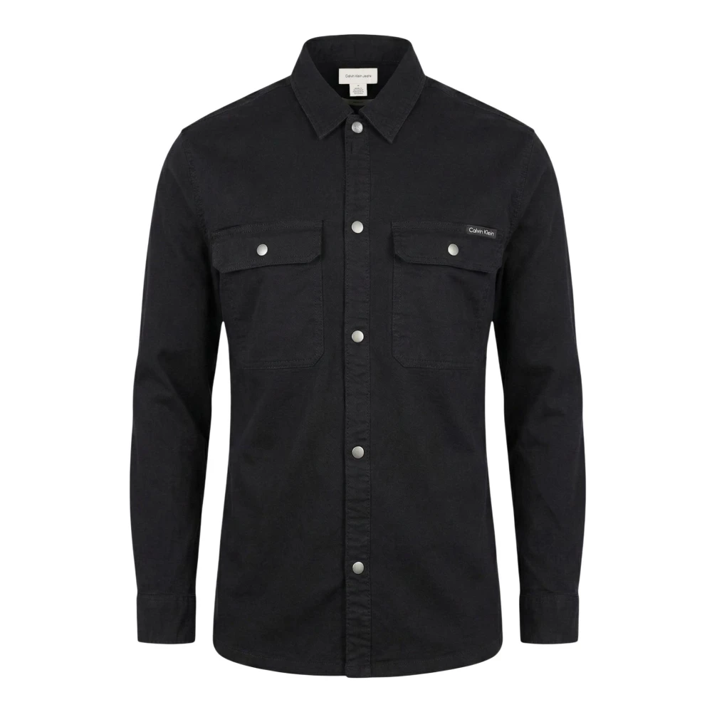 Calvin Klein Jeans , Denim Shirts, Male, Black, S, Long-Sleeved Denim Shirt