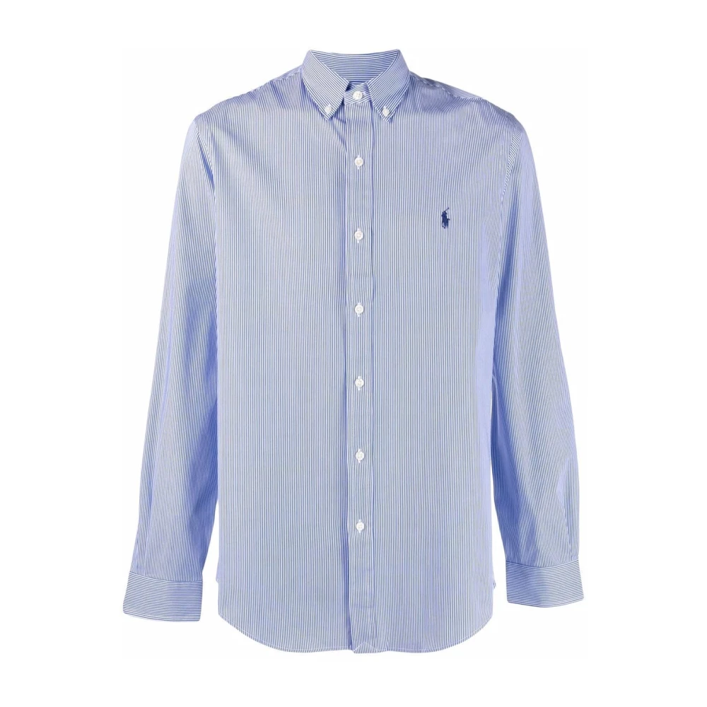 Ralph Lauren Blauw Gestreept Shirt met Logo Blue Heren