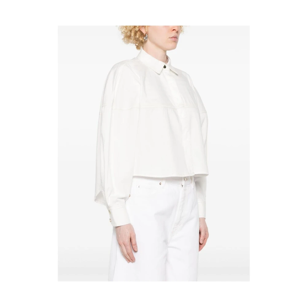 Frame Witte Blouse met Knopen en Verlaagde Zoom White Dames