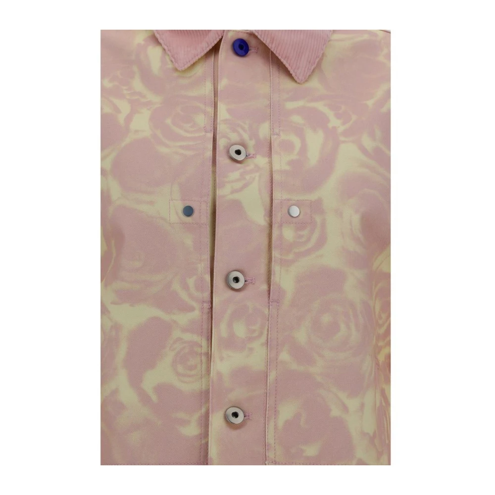 Burberry Bloemen Denim Jack met Fluwelen Kraag Multicolor Dames