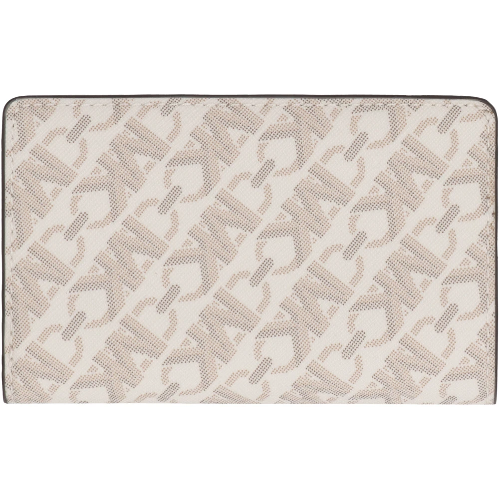 Michael Kors Portemonnee van Logo Print Stof met Drukknoopsluiting Beige Dames