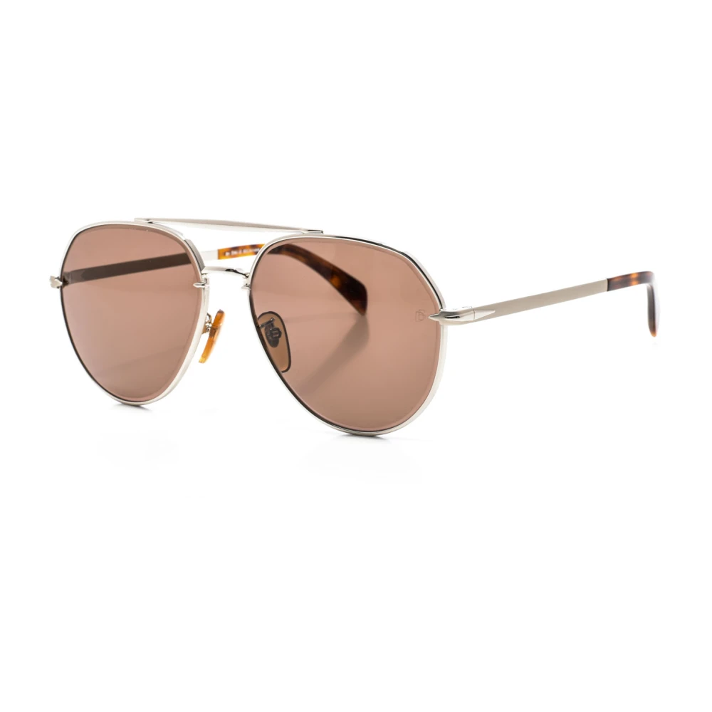 Eyewear By David Beckham Men's Gray Aviator Metal Sunglasses - Sunglasses - One Size - Accessories