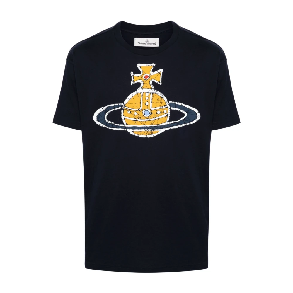 Vivienne Westwood Blå Bomull Jersey T-shirt med Orb Logo Print Blue, Herr