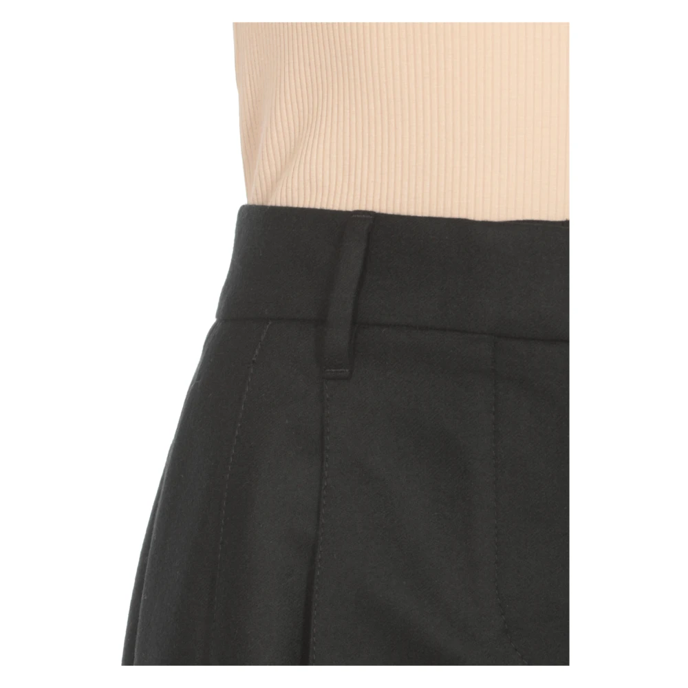 BRUNELLO CUCINELLI Zwarte Wol Kasjmier Broek met Messing Details Black Dames