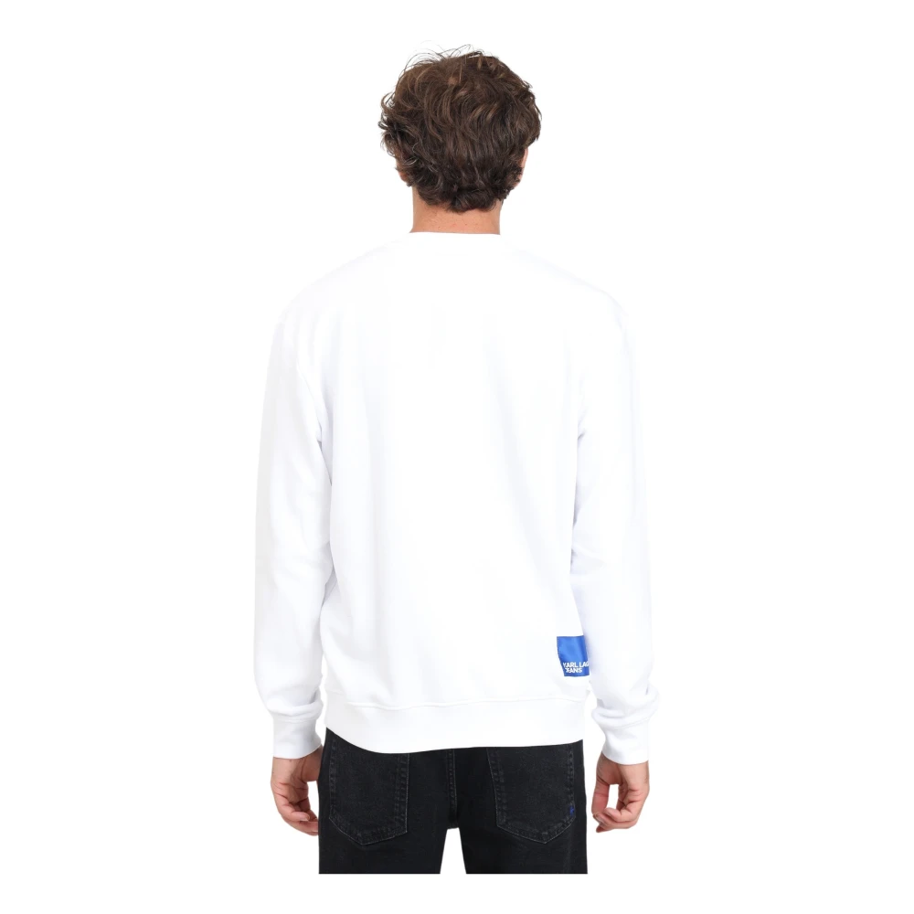 Karl Lagerfeld Portret Print Crewneck Sweatshirt White Heren