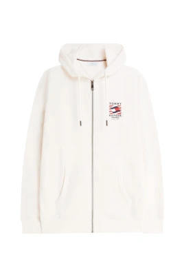 Flagga broderad French Terry Zip-Thru Huvtröja