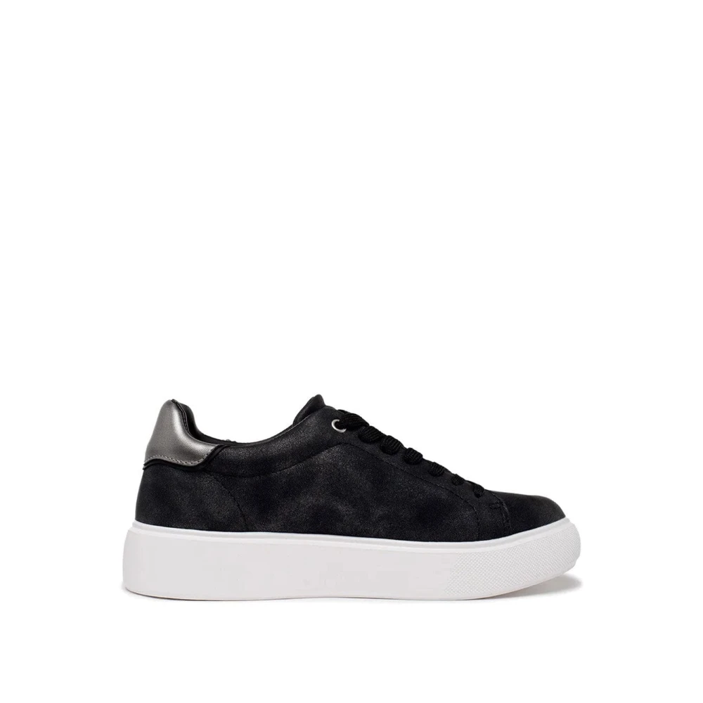 Blauer Shimmer PU Nubuk Sneaker Dames Schoenen Zwart