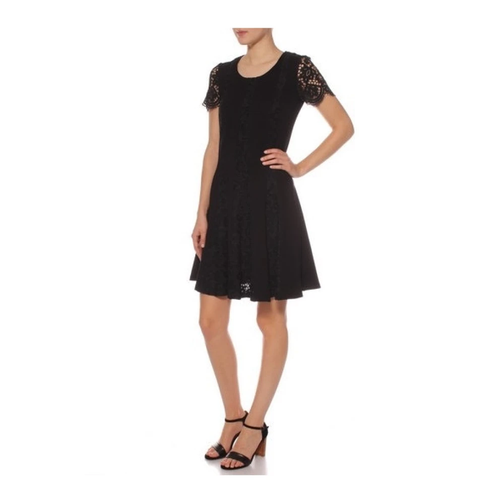 Twinset Zwarte Kanten Korte Mouw Jurk Black Dames