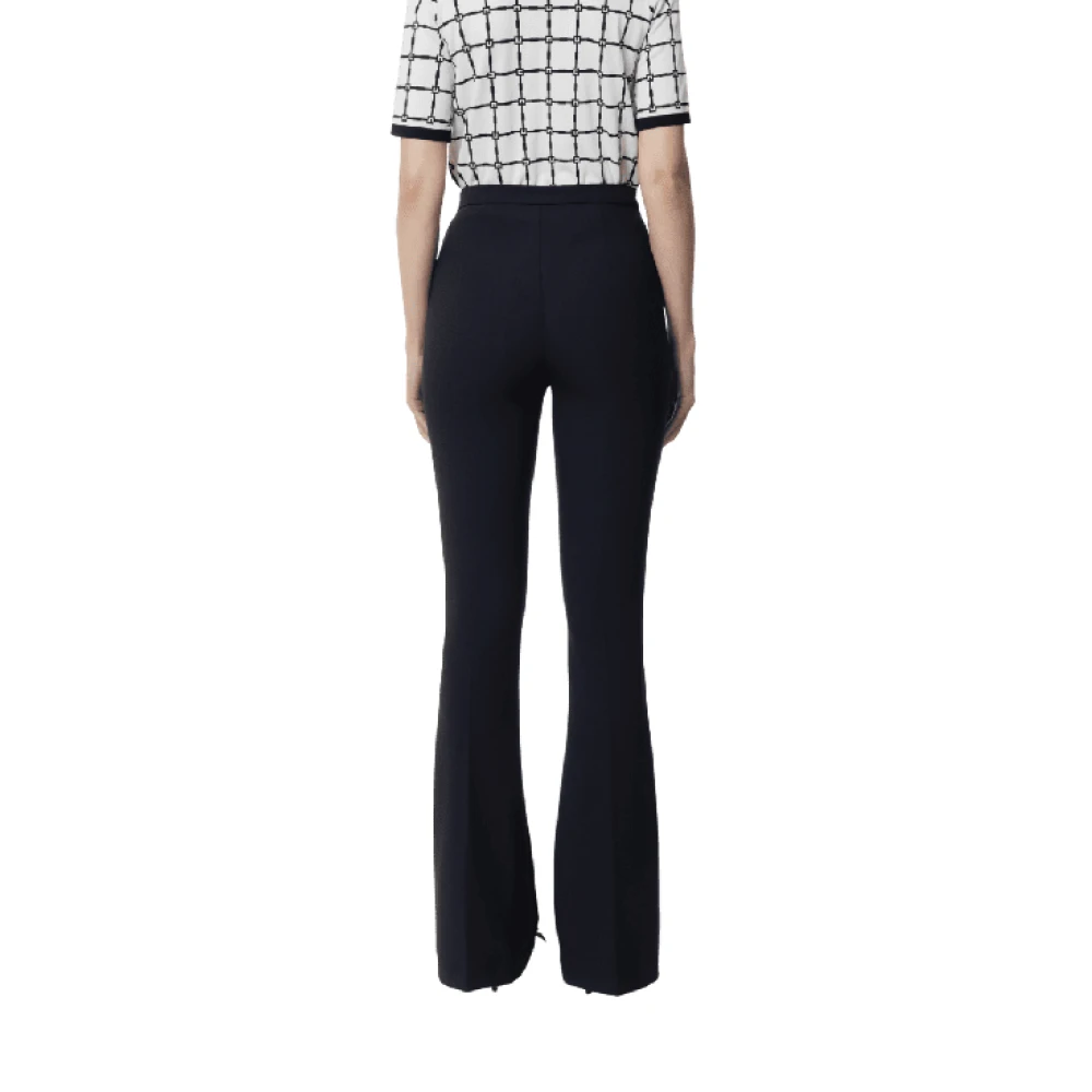Elisabetta Franchi Zwarte Flare Crêpe Broek Black Dames