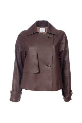REMAIN OVERSIZED - Leren jas - chicory coffee/bruin