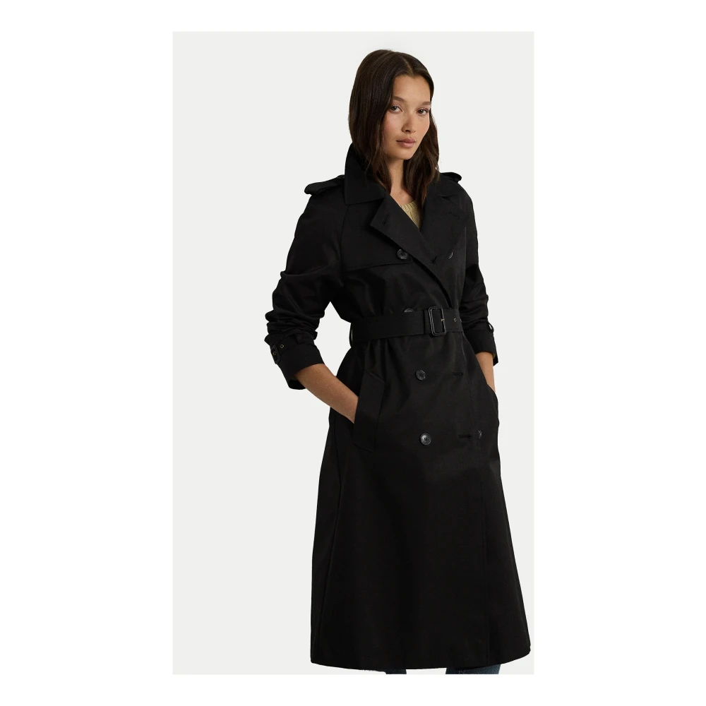 Ralph Lauren Double Breasted Trenchcoat Black Dames