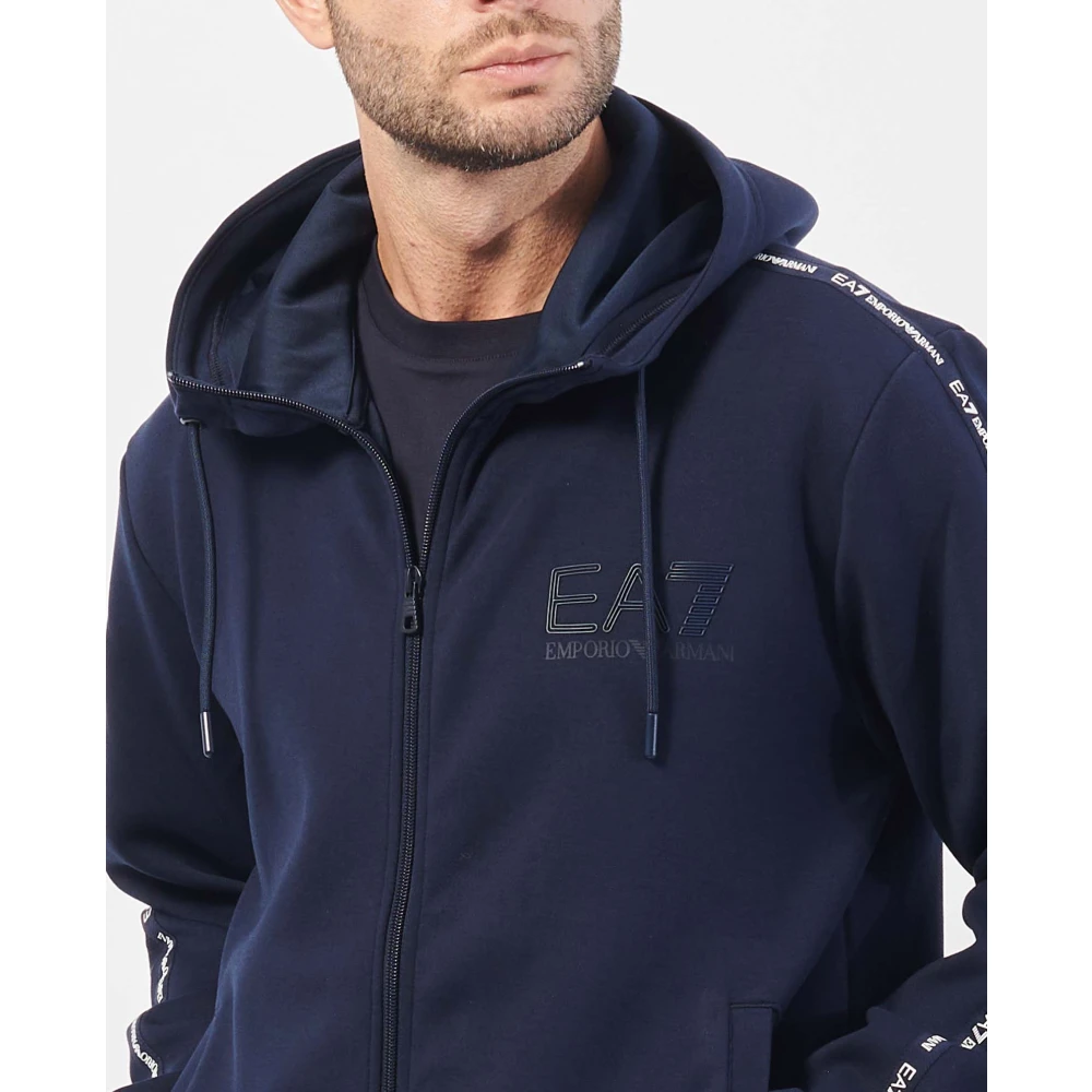 Emporio Armani Blauwe Hoodie met Rits Blue Heren