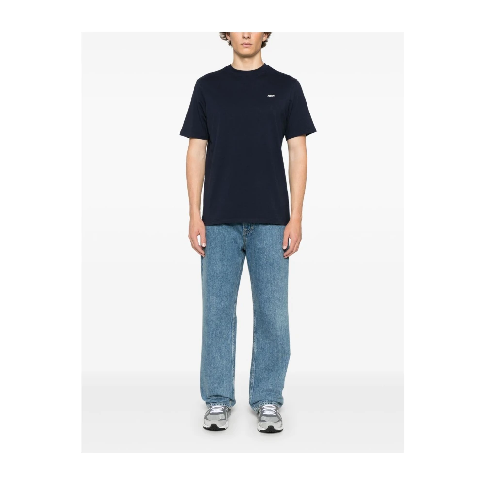 Autry T-shirt met ronde hals en logo-borduursel Blue Heren