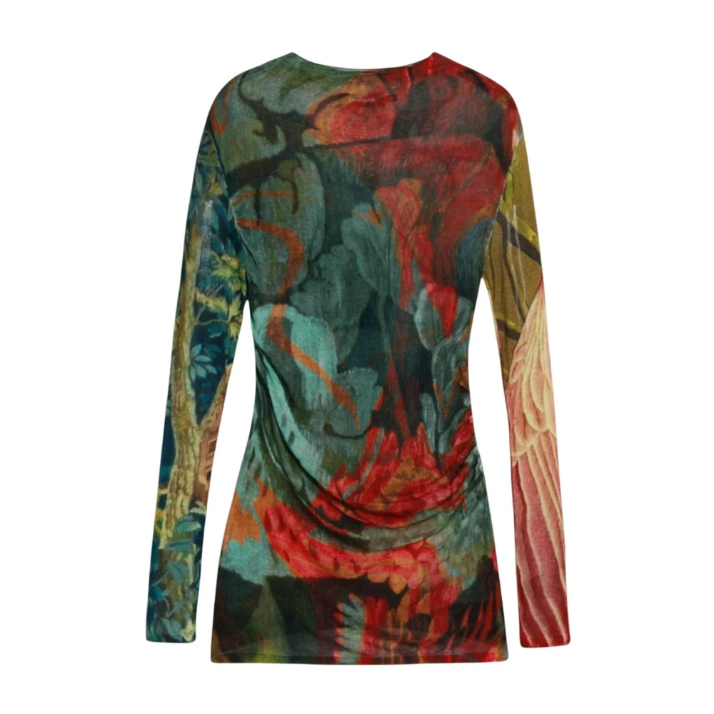 Desigual Women's Multicolor Long Sleeve T-Shirts,, Floral Print Long-Sleeved T-Shirt Extra Small