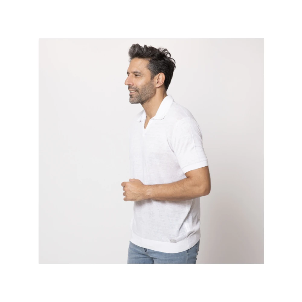 Karl Lagerfeld Witte Linnen Skipper Kraag Polo White Heren