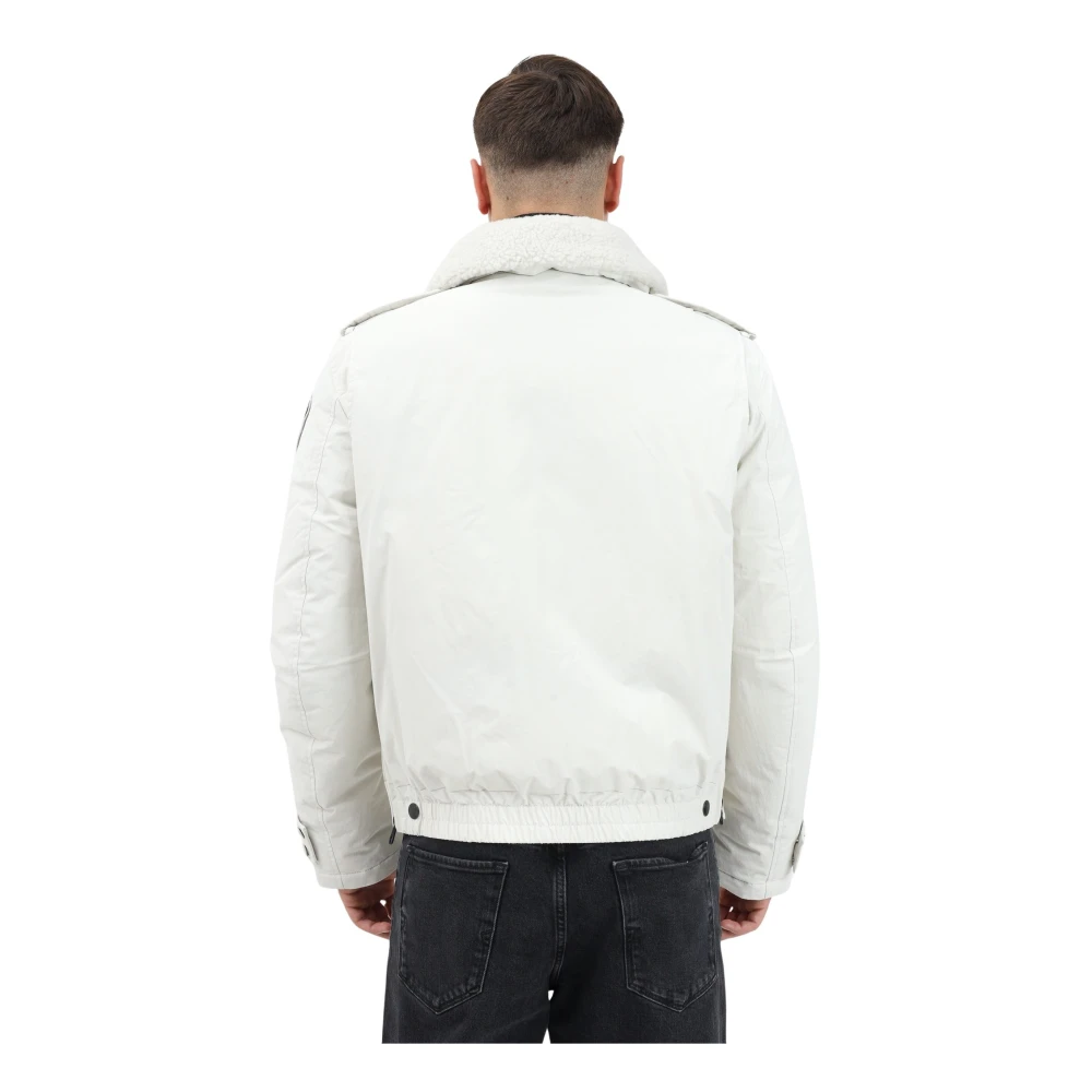 Blauer Witte Pufferjas Urban Stijl White Heren