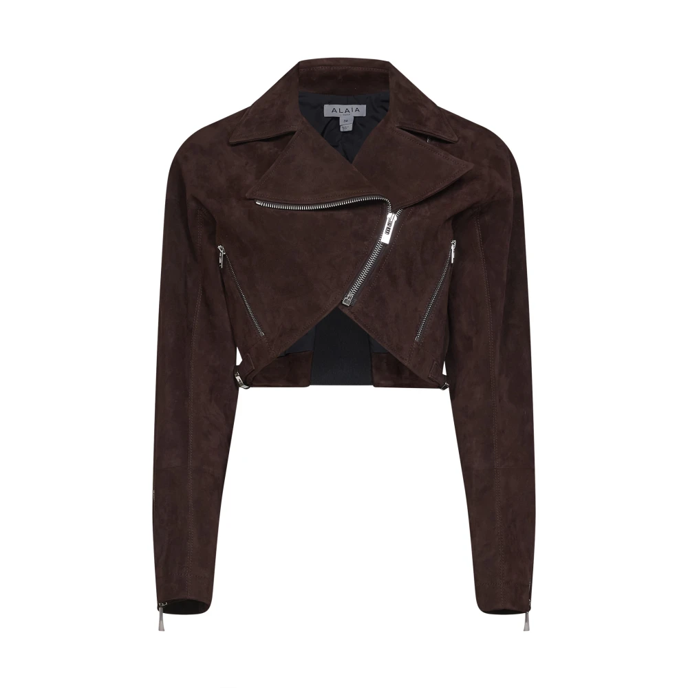 Alaïa Brown Crop Biker Jacket - Female - Leather Jackets - Xs - Jackets