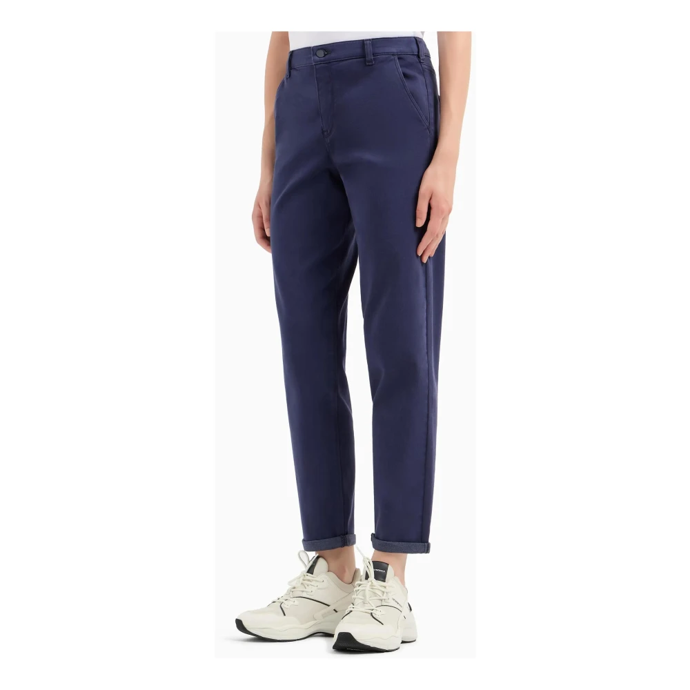 Emporio Armani Relaxed fit jeans met leren afwerking Blue Dames