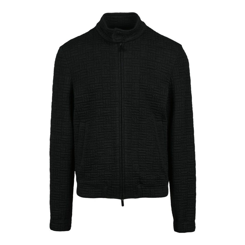 Emporio Armani Bouclè Jas met Ritssluiting Black Heren