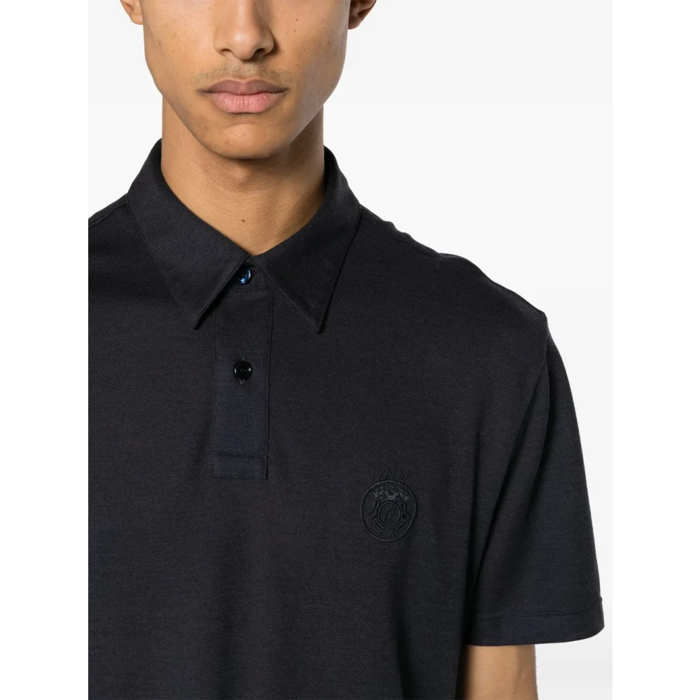 Brioni Middernachtblauw Geborduurd Logo Polo Black Heren