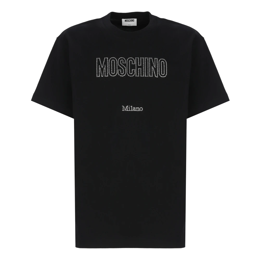 Moschino Men's Black Cotton T-Shirt With Strass Logo