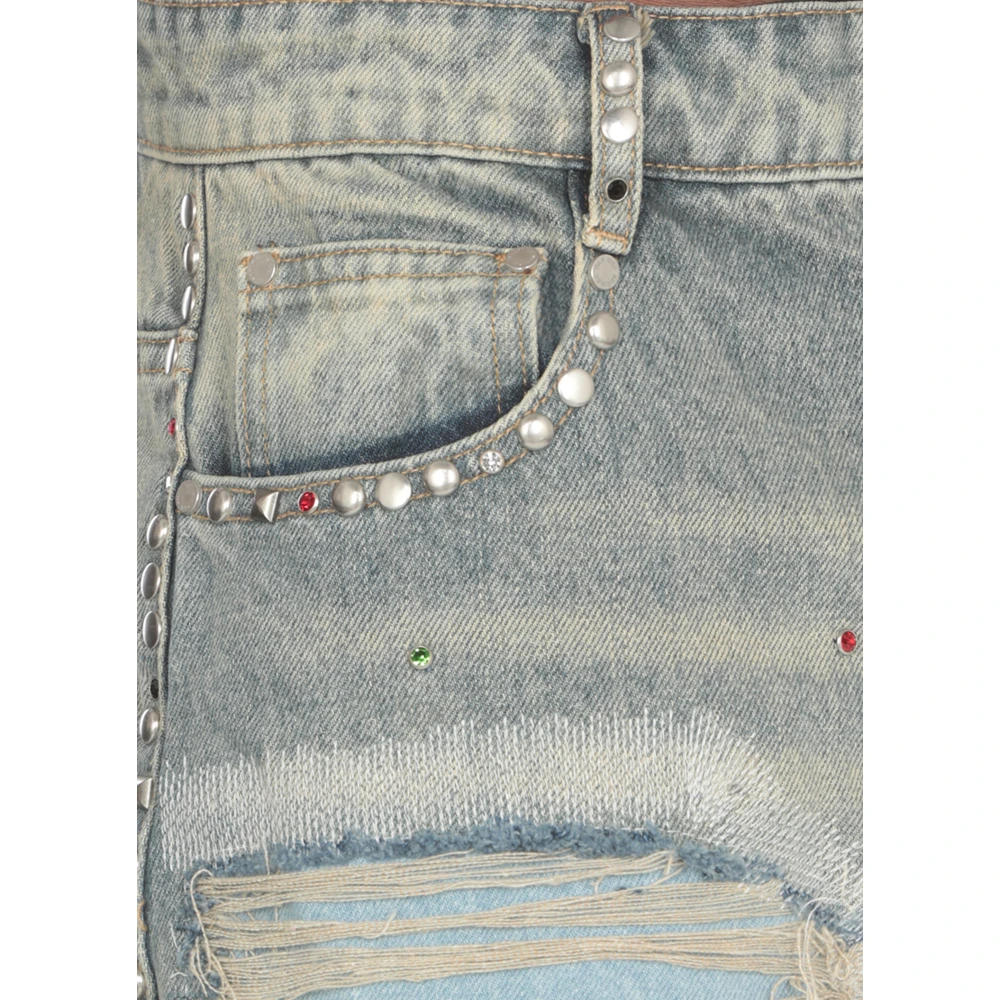 Who Decides War Lichtblauwe Bermuda Shorts met Studs Blue Heren