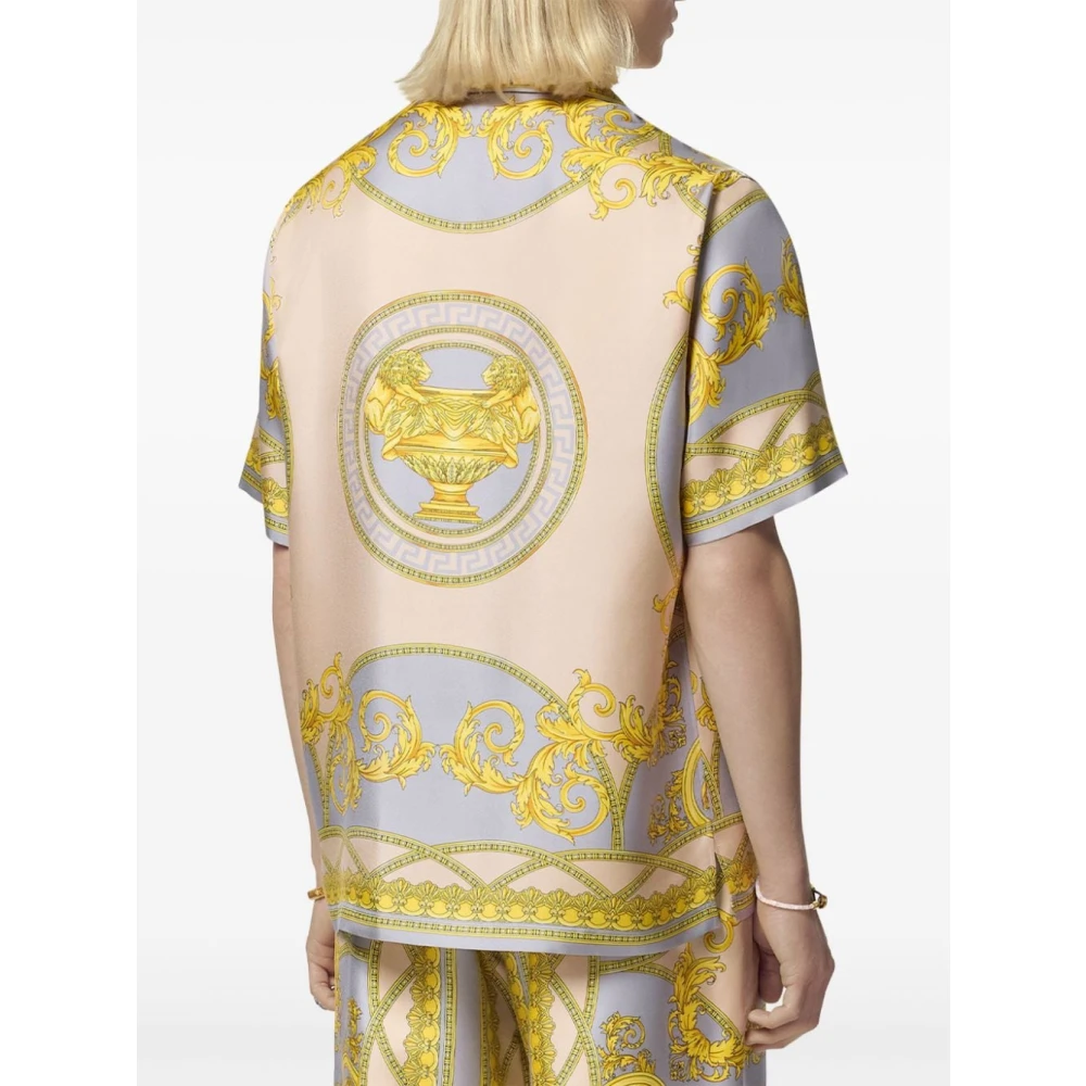 Versace Barokpatroon zijden overhemd grijs goud Multicolor Heren