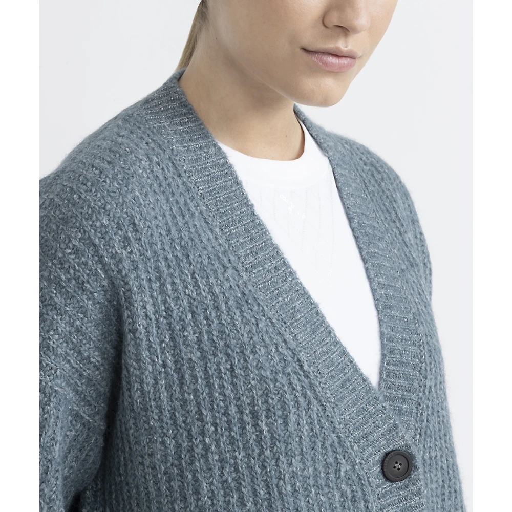 PESERICO Alpaca mohair katoen en lurex vest Blue Dames