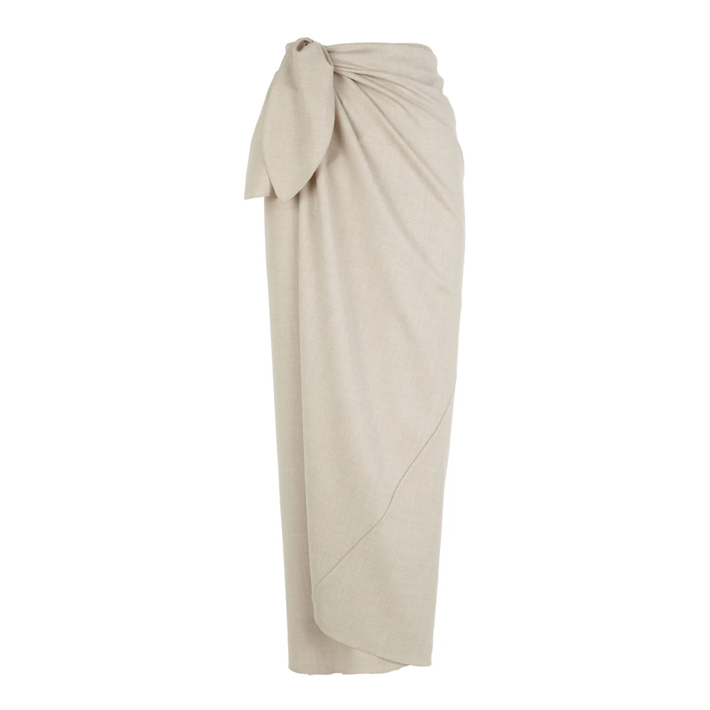 Cortana Beige Fabula- Virgin Wool Pareo Skirt - Female - Maxi Skirts - Xs - Skirts
